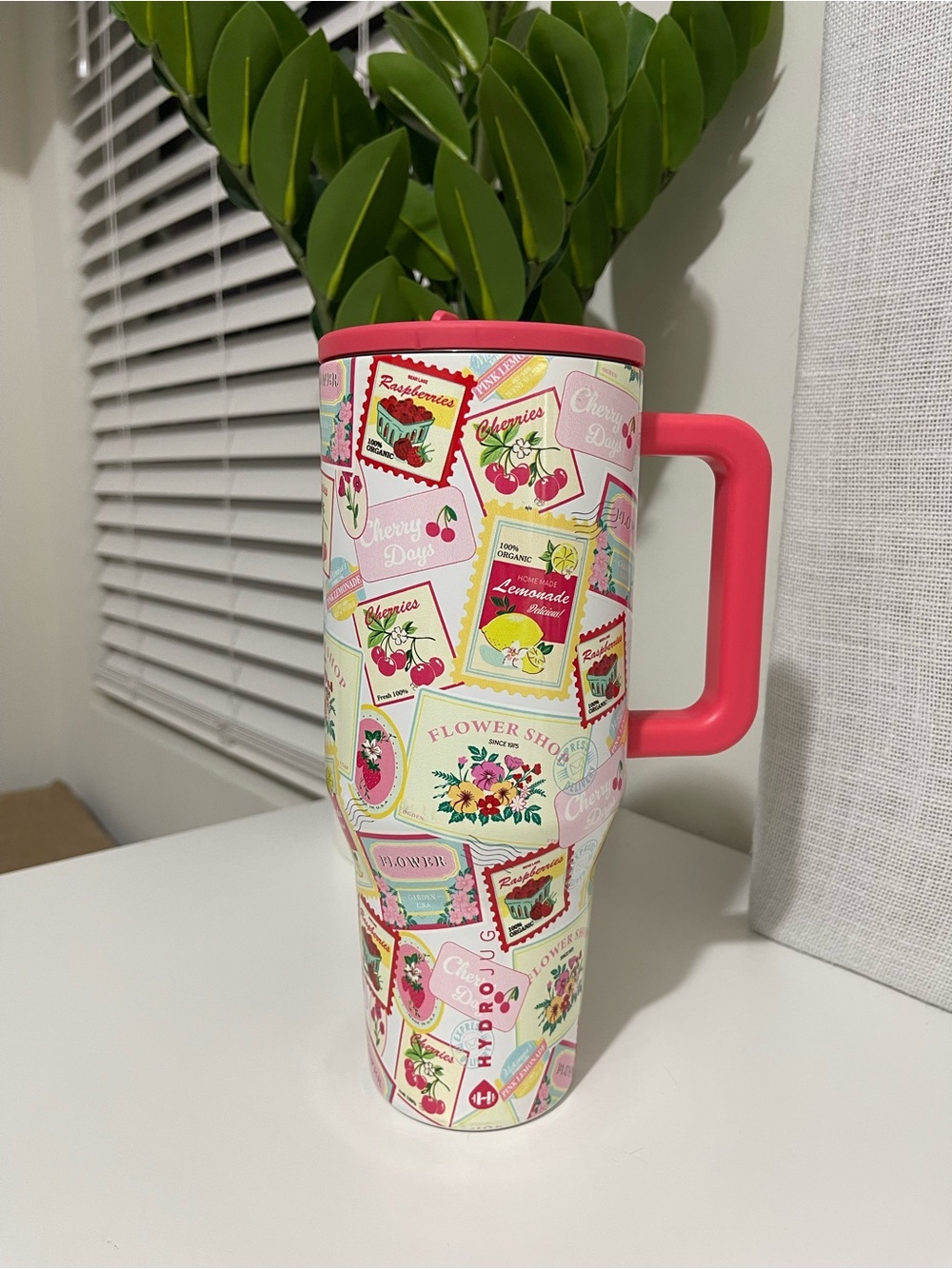 rare HYDROJUG limited edition farmers market Floral & Fruit Travel Tumbler cups